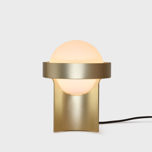 tala Loop Table Lamp in Gold + Sphere IV