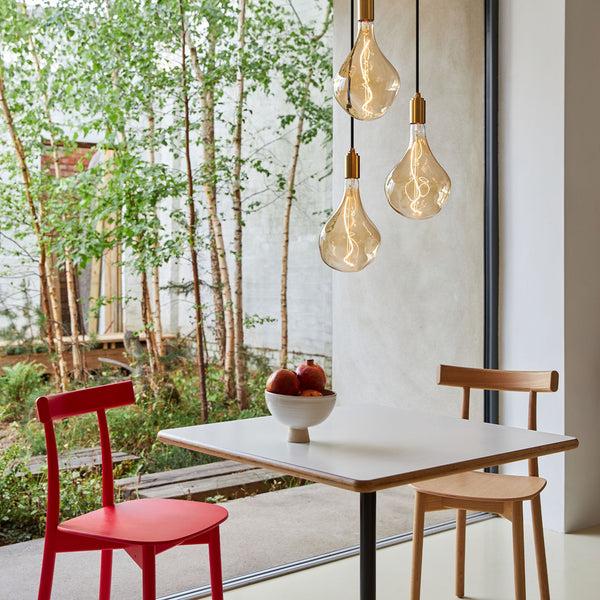 Tala Triple Pendant In Brass + Voronoi II Brass