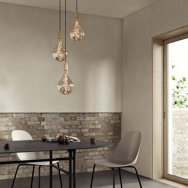 Tala Triple Pendant In Brass + Voronoi II Brass