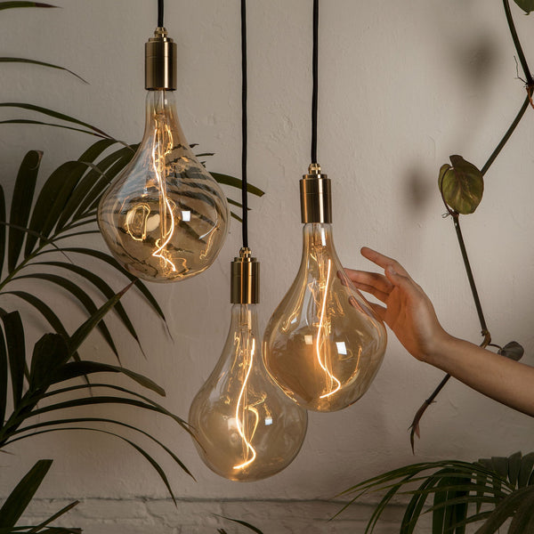 tala Triple Pendant in Brass + Voronoi II Brass