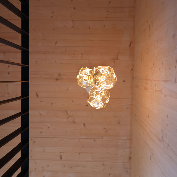 Tala Triple Pendant In Brass + Voronoi III Brass