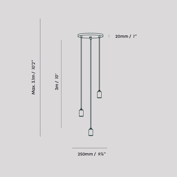 Tala Triple Pendant In Graphite + Voronoi III