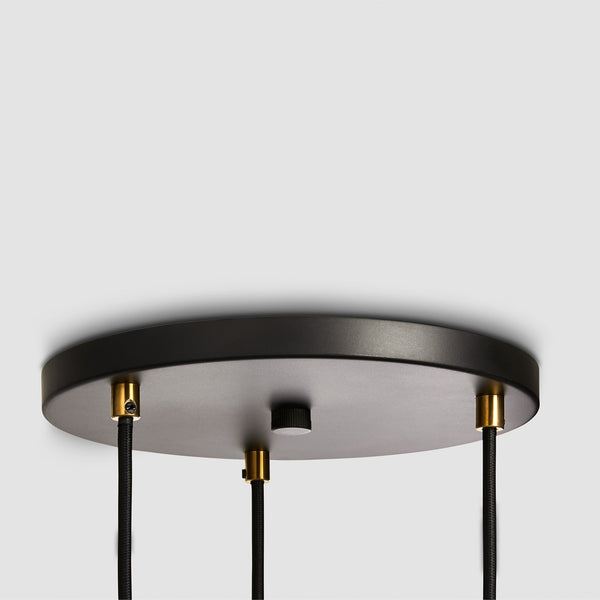 Tala Triple Pendant In Walnut + Sphere IV - Black Canopy