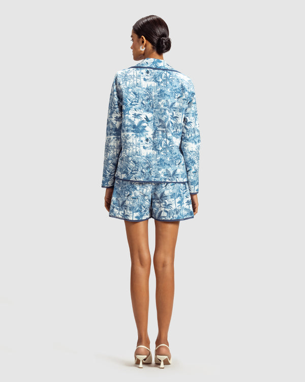 Talitha Blue Tropical Print Cotton Twill Day Jacket
