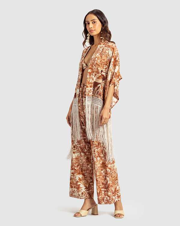 Talitha Brown Gara Embroidered Tropical Print Shrug
