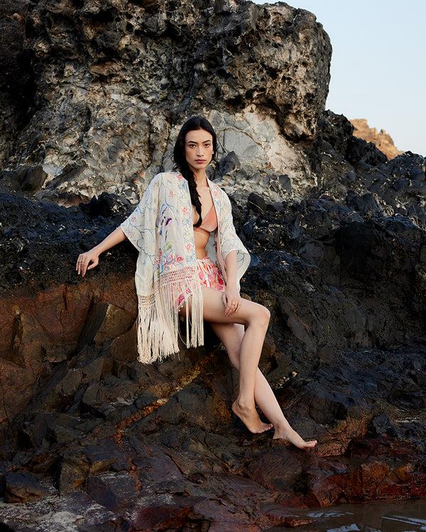 talitha Coral Phulkari Embroidered Drawstring Short