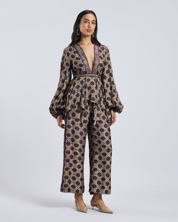 Talitha Ajrakh Print Maya Silk Top