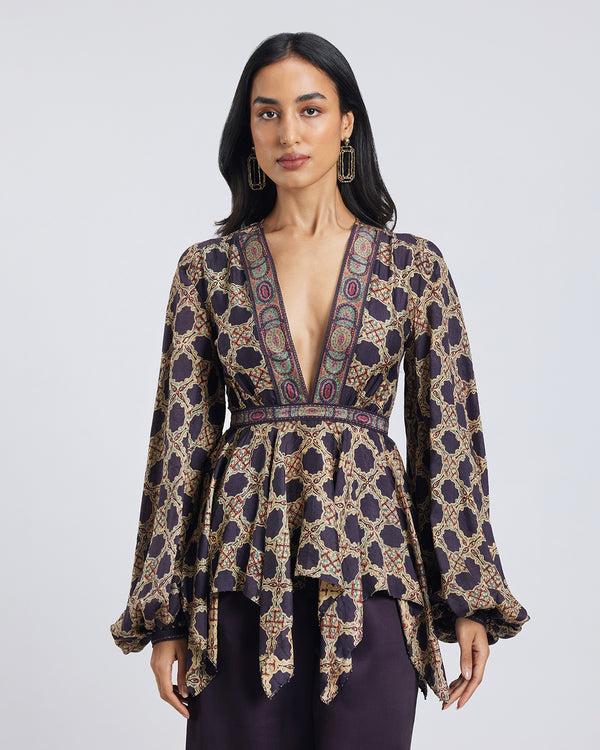 Talitha Ajrakh Print Maya Silk Top