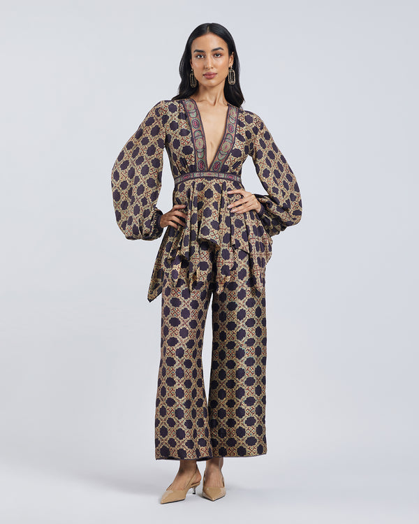 talitha Ajrakh Print Maya Silk Top