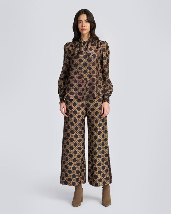 Talitha Ajrakh Scarf Neck Silk Blouse