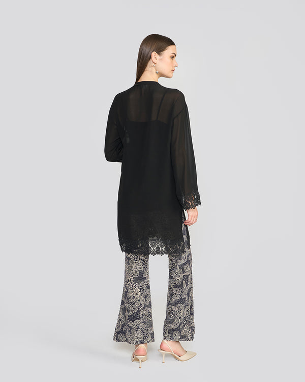 Talitha Amalia Natural Black Pintuck Tunic