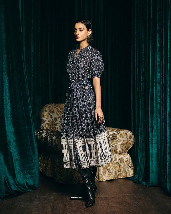 Talitha Audrey Navy Printed Dress
