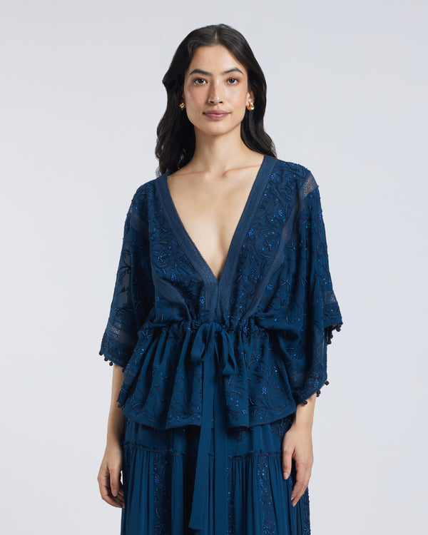 Talitha Beaded Aari Silk Georgette Top