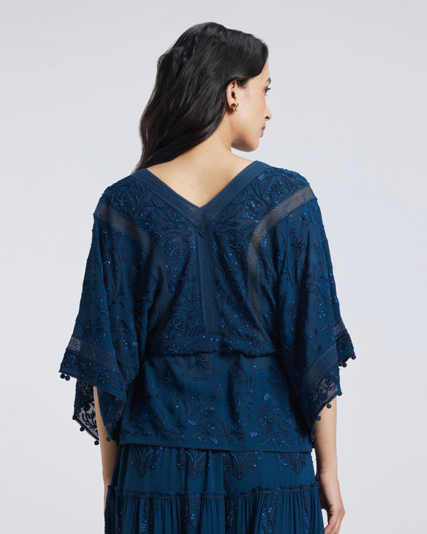 Talitha Beaded Aari Silk Georgette Top