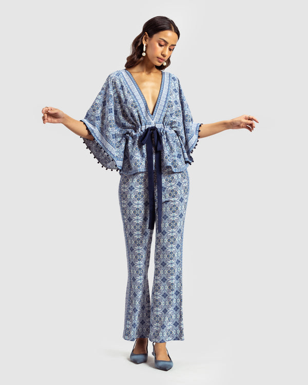 Talitha Blue Marissa Print Silk Crepe Top