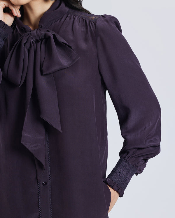 Talitha Brown Scarf Neck Silk Blouse