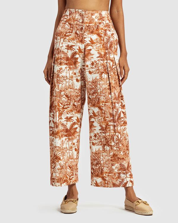 Talitha Brown Tropical Print Cotton Twill Pant