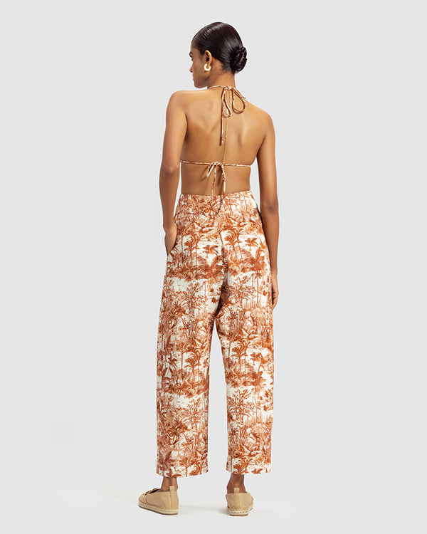 Talitha Brown Tropical Print Cotton Twill Pant