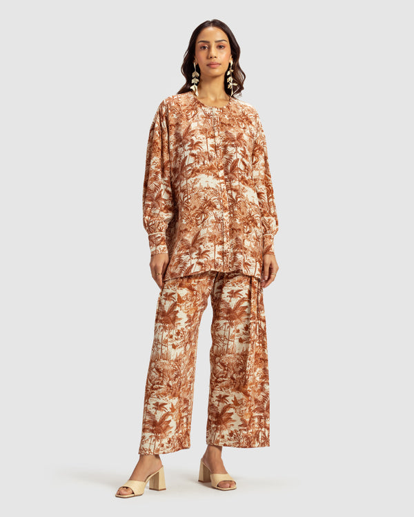 Talitha Brown Tropical Print Silk Blouse