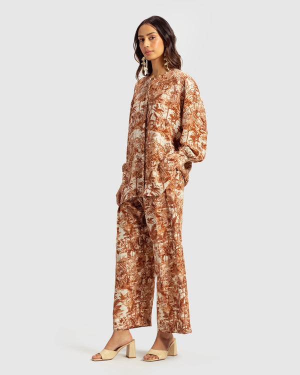 Talitha Brown Tropical Print Silk Blouse