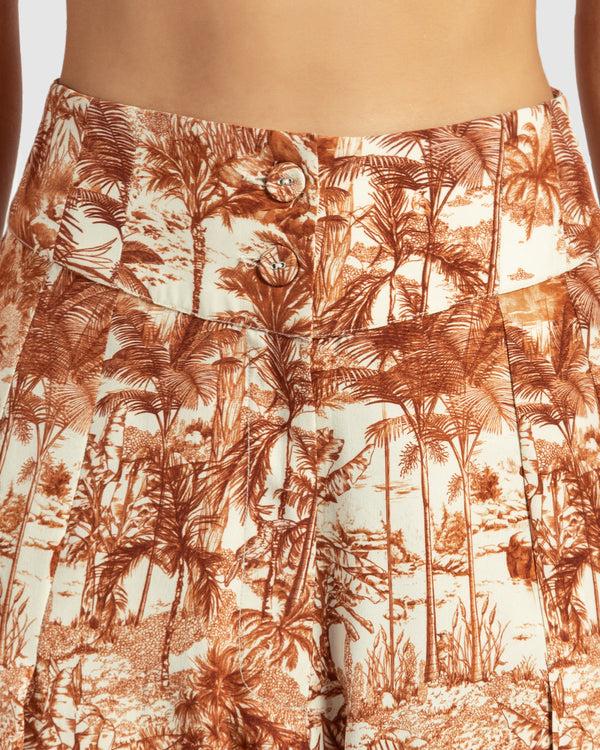 Talitha Brown Tropical Print Silk Pleated Pant