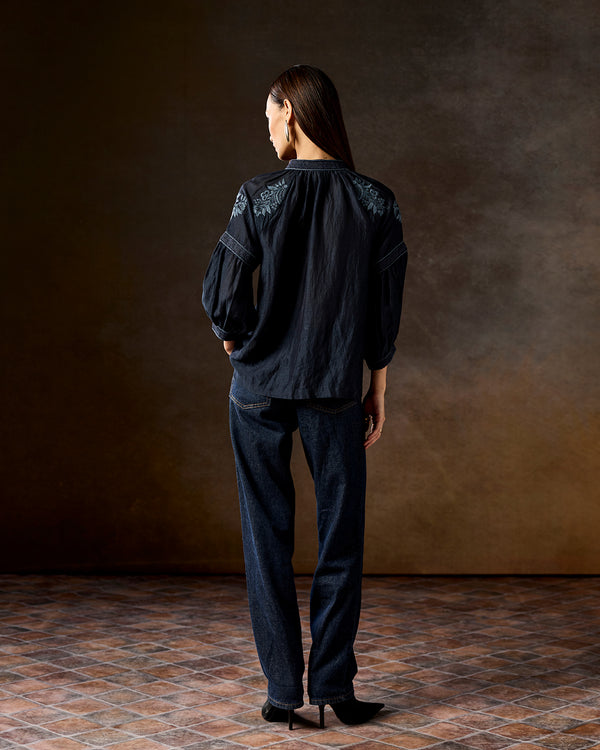 Talitha Camilla Navy Embroidered Blouse
