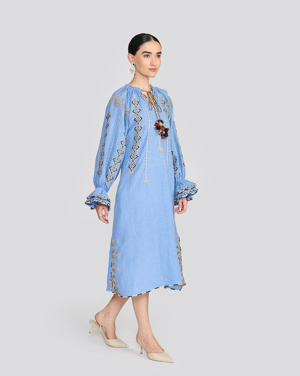 Talitha Chelsea Cornflower Blue Embroidered Tunic