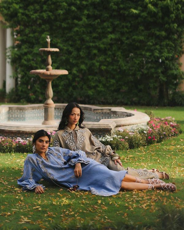 talitha Chelsea Cornflower Blue Embroidered Tunic