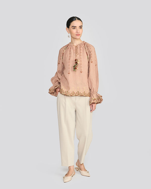 talitha Chelsea Dusty Rose Embroidered Top