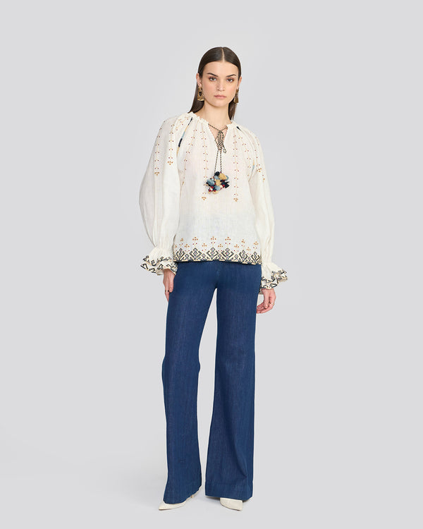 Talitha Chelsea Porcelain White Embroidered Top