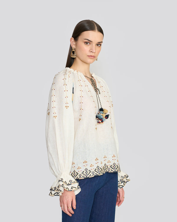 Talitha Chelsea Porcelain White Embroidered Top