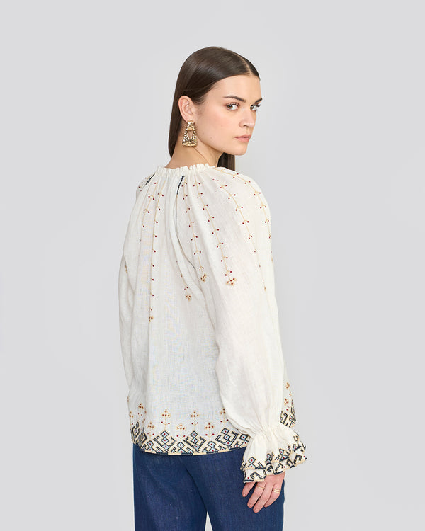 Talitha Chelsea Porcelain White Embroidered Top