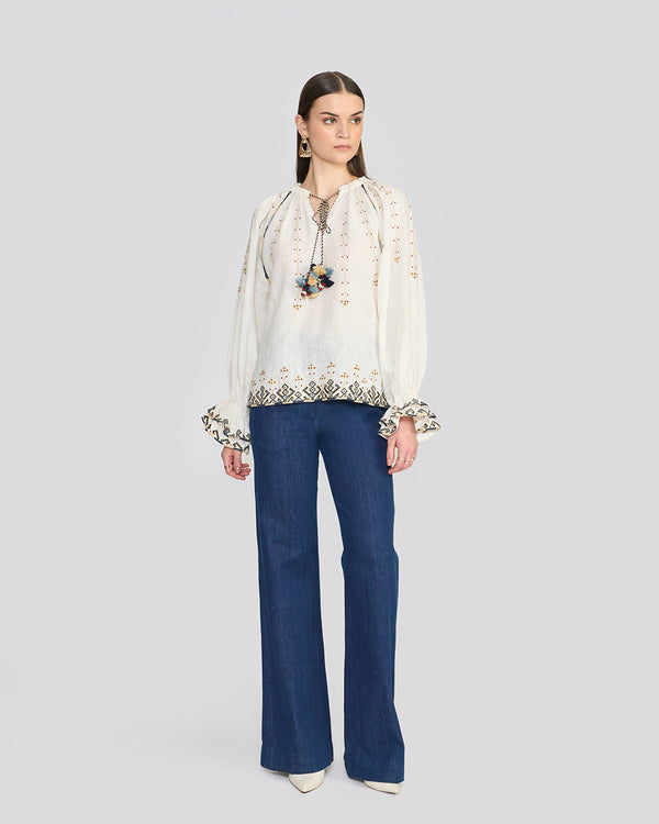 talitha Chelsea Porcelain White Embroidered Top
