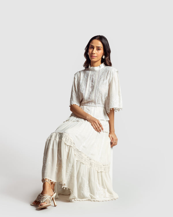 Talitha Chikankari Lace Trimmed Top