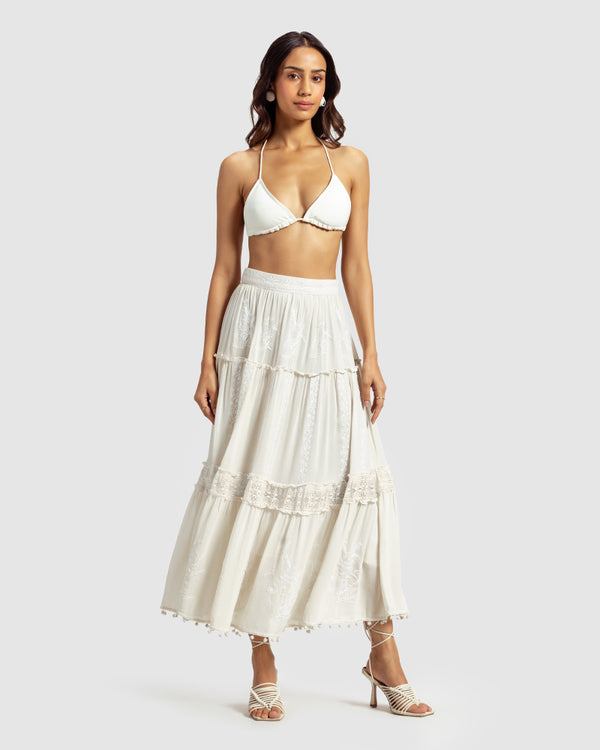 Talitha Chikankari Tiered Skirt