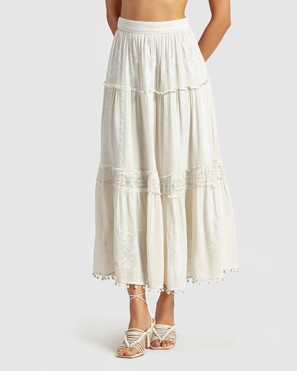 Talitha Chikankari Tiered Skirt