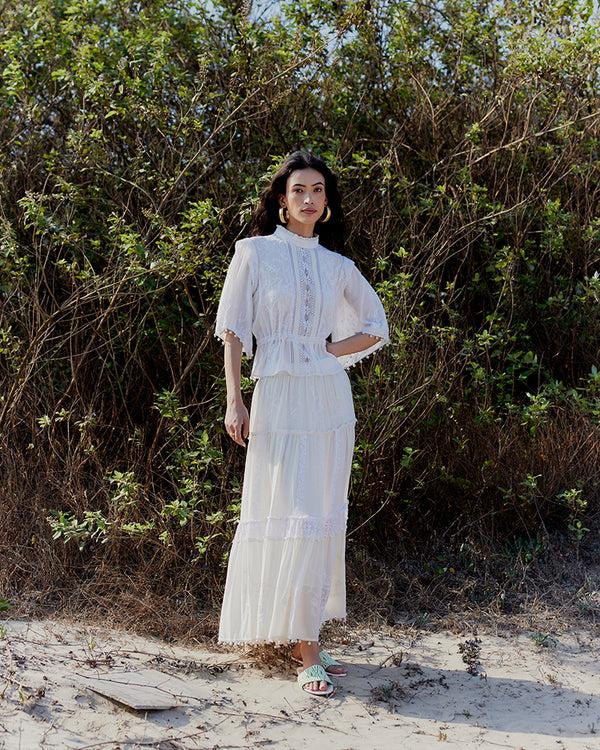 talitha Chikankari Tiered Skirt