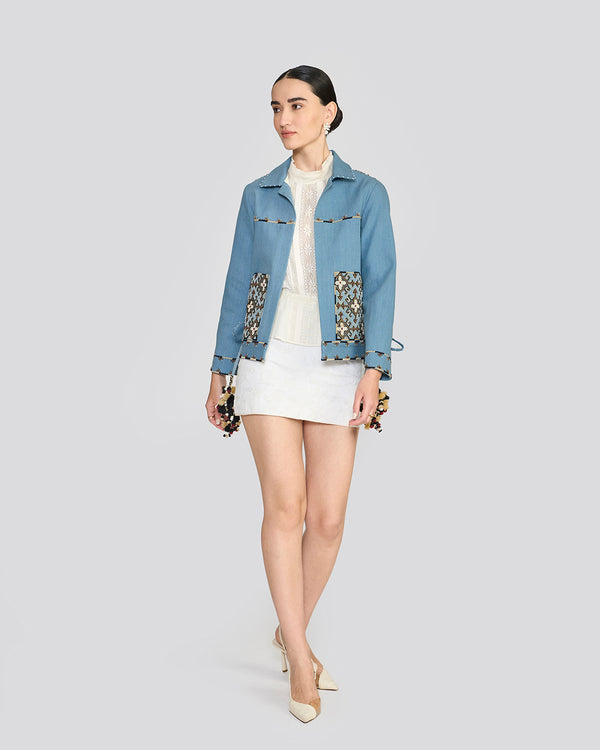 Talitha Corinne Embroidered Blue Denim Jacket
