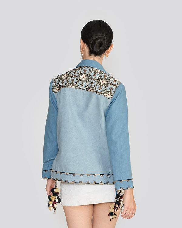 Talitha Corinne Embroidered Blue Denim Jacket