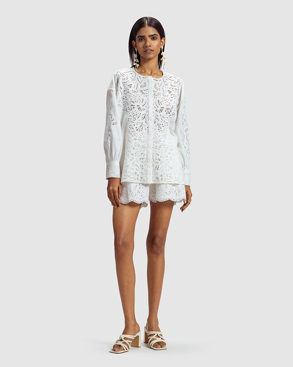Talitha Cutwork Cotton Linen Shirt