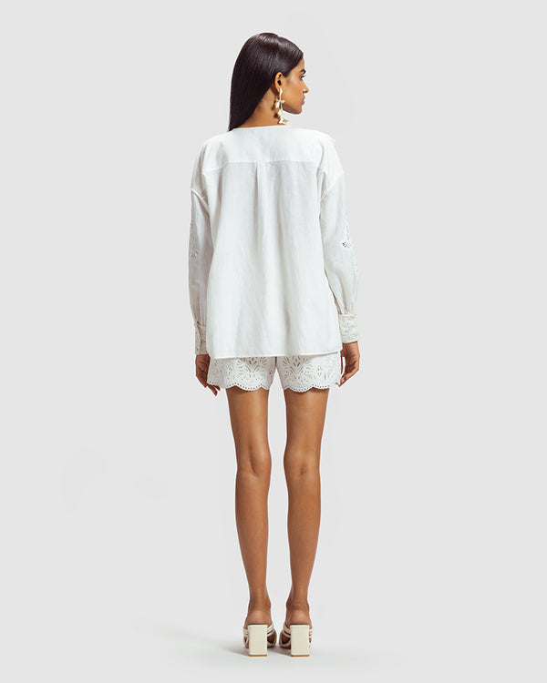Talitha Cutwork Cotton Linen Shirt