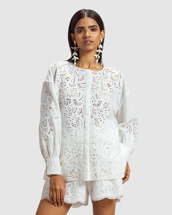 Talitha Cutwork Cotton Linen Shirt