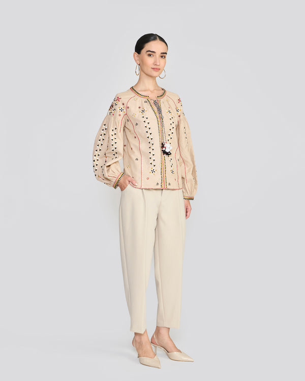 Talitha Eloise Cream Embroidered Top