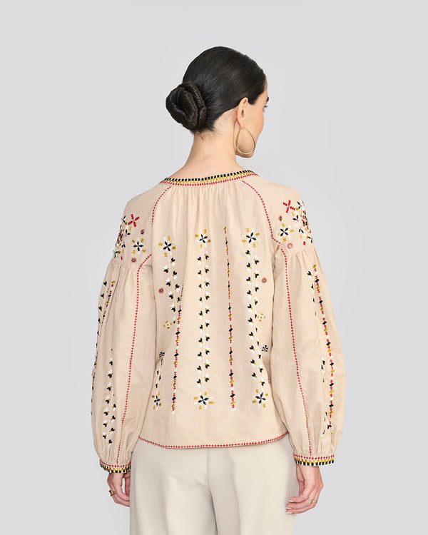 Talitha Eloise Cream Embroidered Top