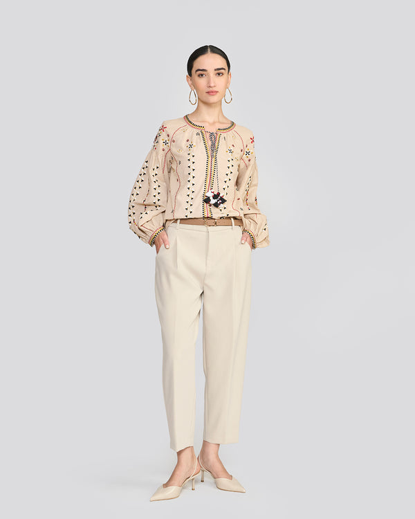 talitha Eloise Cream Embroidered Top