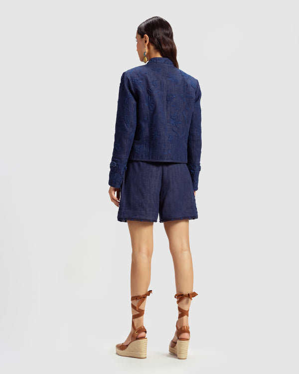 Talitha Embellished Handwoven Denim Jacket