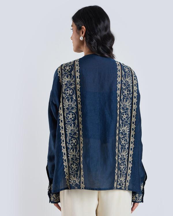 Talitha Evelyn Navy Embroidered Shirt