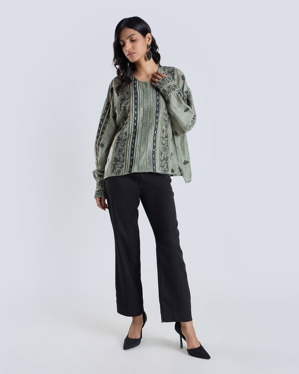 Talitha Evelyn Sage Embroidered Shirt