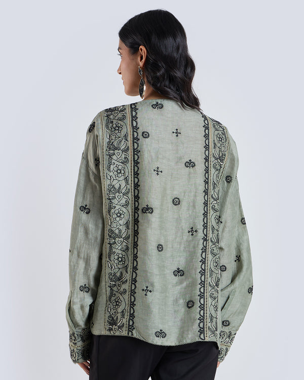 Talitha Evelyn Sage Embroidered Shirt