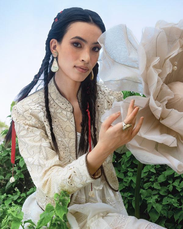 talitha Faye Cream Cutwork Jacket